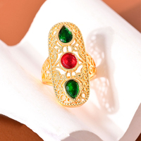 Bague réglable plaquée or 18 carats, zircon vintage, bague de mariage, bague ethnique du Moyen-Orient, bague tendance, cadeau pour homme et femme