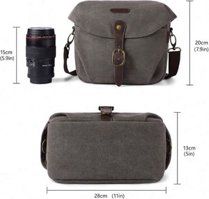 Bolsa de Cámara de Lona para SLR/DSLR, Estilo Vintage, Acolchada, con Cubierta Impermeable, para Hombre y Mujer, Negra (Muestra Gratis) - Product Image 6
