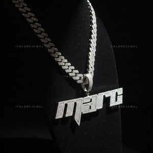 Colgante de letra MARC de plata 925 con acabado en oro y moissanita, collar de alfabeto, joyería de moda para fiesta hip hop, regalo de amuleto. - Product Image 2