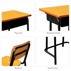 Muebles Escolares Más Vendidos, Juego de Escritorio y Silla Individual de Madera, Sillas Negras <span class=keywords><strong>para</strong></span> <span class=keywords><strong>el</strong></span> Estudio Diario y Actividades de los Estudiantes - Product Image 4