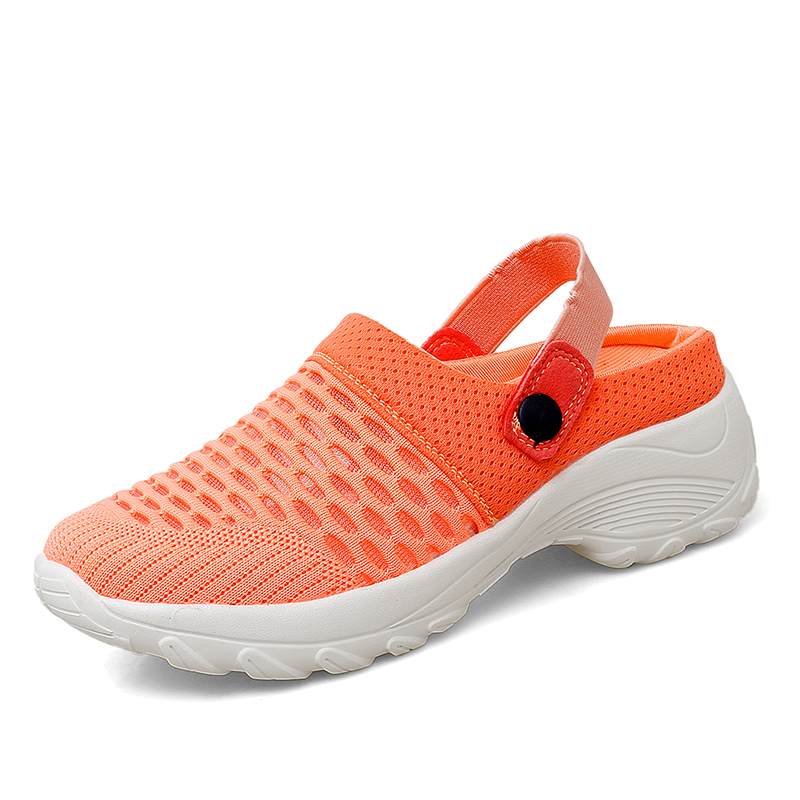 Wholesale Knitted Upper Orange Purple Slip-on Anti-slippery Breathable Lightweight Nurse Shoes Garden Shoes for Women