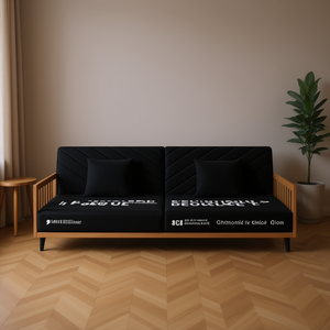 <b>Sofa</b> Bed Black 100% Polyester <b>Wood</b> <b>Frame</b> Modern Design Living Room Furniture - Product Image 2