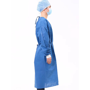 Bonne qualité pas cher prix jetable 45g SMS robe d'isolement non stérile robe en tissu non tissé - Product Image 4