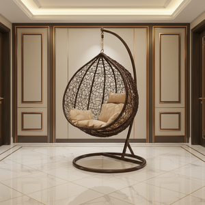 Fauteuil suspendu moderne pour extérieur, balançoire œuf, chaise cocon de jardin avec support métallique - Product Image 4