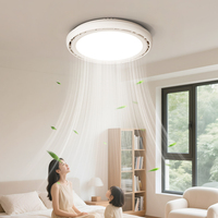 Ventilateur de plafond intelligent sans pales, moderne, avec télécommande vocale, moteur DC, 36W*2, en ABS acrylique, rond et invisible, avec éclairage intégré.