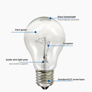 Bombilla de filamento de tungsteno al por mayor de fábrica, Base E27, luz cálida, lámpara ambiental, lámpara incandescente doméstica de alto brillo