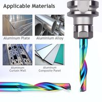 Fresa CNC de un solo filo de carburo de tungsteno con nanorevestimiento azul para PCB, 12 mm, para madera, aluminio y PVC