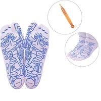 1 paire de chaussettes de yoga pour massage des pieds, diagramme des points de massage des pieds, chaussettes d'acupuncture avec bâtonnets de massage, équipement de yoga et de Pilates
