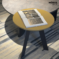Table d'appoint ronde portable NORYA, plateau en bois durable, structure en métal, table basse pour la maison, le bureau, le salon
