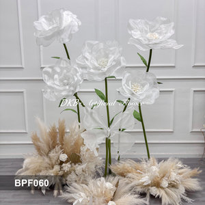 Decoración Floral Gigante para Eventos <span class=keywords><strong>y</strong></span> Fiestas, Adorno de Flores <span class=keywords><strong>y</strong></span> Plantas Altas, Romántico Soporte de Flores de Peonía de <span class=keywords><strong>Seda</strong></span> Gigante, Decoración de Flores de Organza Blanca Enorme - Product Image 2