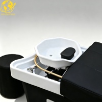 Nouveau lit de lavage multifonctionnel à LED avec revêtement en cuir PU et structure en fibre de verre, durable et réglable pour usage commercial en salon