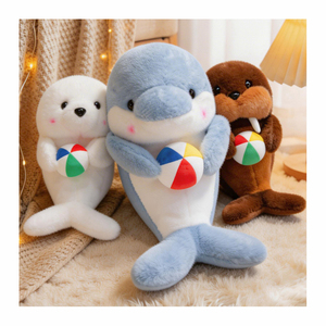 Peluche Animale Marine Douce et Mignonne (Dauphin, Lion Marin, Phoque) de 25/35/45 cm, Jouet en Peluche pour Bébés et Garçons, Cadeau - Product Image 1