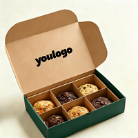 Boîte à biscuits en papier kraft pliable de qualité alimentaire biodégradable sur mesure, vente en gros, boîte d'emballage pour beignets et pain avec séparateur