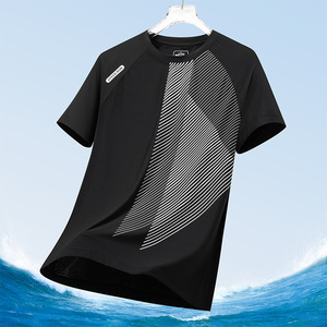 Camiseta de manga corta de verano para hombre, Camiseta deportiva de tenis y bádminton de seda helada, camiseta cultural informal para hombres jóvenes - Product Image 2