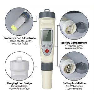 Veinasa Yüksek Hassasiyetli Dijital <span class=keywords><strong>pH</strong></span> Ölçer Kalem Test Cihazı ATC 3 Noktalı Otomatik Kalibrasyon 0-14 Ölçekli OEM/ODM Laboratuvar Bira Yapımı Şarap Üretimi için - Product Image 4