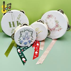 4 pouces 10cm personnalisé mariage église fête faveur tambour à main tambourin Panderos Instrument de musique jouets - Product Image 6