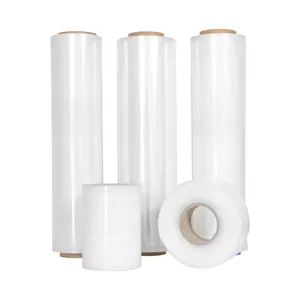 غشاء لف بلاستيكي شفاف LLDPE بسعر الجملة من المصنع لفافات لف كبيرة لفائف PE قابلة للتمدد لفائف قابلة للتمدد