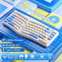 Clavier mécanique sans fil OEM ODM A75, disposition Alice 75% répartie, clavier rétroéclairé RGB à commutation à chaud avec bouton rotatif, touches Cat, 24GUSBCB