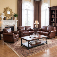 Ensemble de canapés capitonnés en cuir véritable de luxe, meubles modernes pour salon avec chaise longue, table basse et table d'appoint