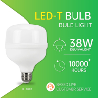 Ampoule LED E27 T 38W 3400lm 3000K-6500K Angle de faisceau 200° 100-265V IC-DOB Ra80 20000 heures pour la maison, le bureau, le commerce et les supermarchés