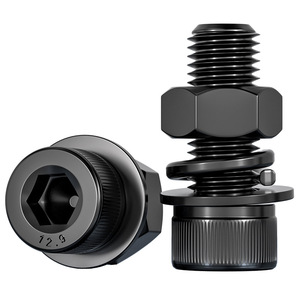 Full Thread Grade 12.9 High Strength Cup Head Hex Socket Screw Nut Combination Bolt M2 M20 Black Alloy Steel Fastener Connection - Product Image 1