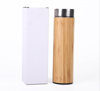 Flacon isotherme en bambou sous vide, sans BPA, personnalisé, en acier inoxydable, vente en gros