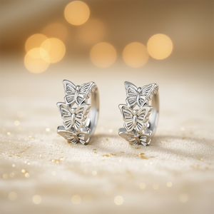 E3498 Orecchini a polsino a forma di farfalla in oro bianco, gioielli raffinati e carini unisex - Product Image 2
