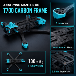 Kit de châssis de drone <span class=keywords><strong>FPV</strong></span> Axisflying Manta 5 DC Deadcat 229 mm en fibre de carbone T700 avec bras de 5 mm pour montage de quadricoptère cinématique freestyle CE ROHS - Product Image 3