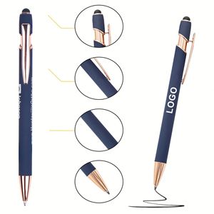 Luxury Custom Metal Soft Touch Screen <b>Pens</b> Rose <b>Gold</b> for Mobile Phone <b>Pen</b> With Logo Rubber Grip - Product Image 2