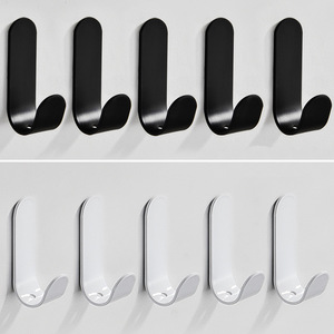 <b>Kitchen</b> Wall Mounted <b>Hooks</b> Self Adhesive Heavy Duty Minimalist Design For Organizing Pots Pans Ladles Spatulas Black White Gray - Product Image 2