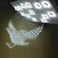 Lustre en cristal de luxe postmoderne en forme d'aigle pour hôtel et villa, avec télécommande et hauteur réglable, luminaire décoratif de plafond