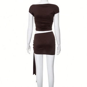 Nuevas Llegadas 2026 Venta al por Mayor Conjunto de Falda de Dos Piezas Elástico Transpirable Casual Sólido para Mujer Estilo <span class=keywords><strong>Boutique</strong></span> de Verano - Product Image 5
