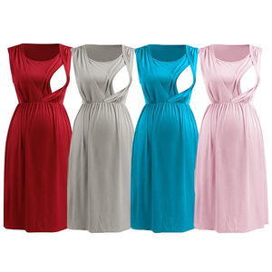 Robes de maternité personnalisées pour femmes Robe de <span class=keywords><strong>grossesse</strong></span> en polyester sans manches Col rond Vêtements pour maman Robes de maternité - Product Image 1