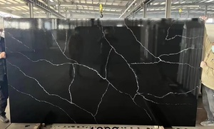 Piedra artificial Piedra aglomerada Losas <span class=keywords><strong>de</strong></span> piedra <span class=keywords><strong>de</strong></span> cuarzo <span class=keywords><strong>de</strong></span> color negro con vetas blancas - Product Image 5