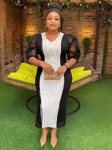 Vestido elegante <span class=keywords><strong>de</strong></span> <span class=keywords><strong>oficina</strong></span> para mujer africana <span class=keywords><strong>de</strong></span> talla grande, con pedrería y bloques <span class=keywords><strong>de</strong></span> color, <span class=keywords><strong>de</strong></span> <span class=keywords><strong>AliExpress</strong></span>. - Product Image 1