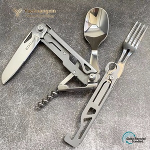 Couteau et fourchette pliants multifonctions en acier inoxydable pour le camping, couverts de camping, couteau et fourchette de table - Product Image 2