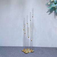 Acrylique Transparent Chandeliers Lustre 8 Tête 9 Bras Longue Tige Bougeoir De Mariage Événement Scène Décoration Pièces