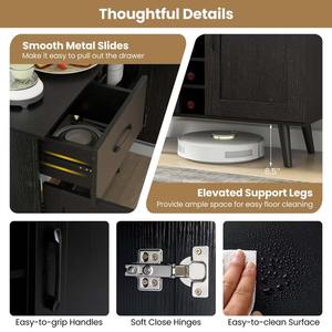 Hoogwaardig houten dressoir met 2 deuren, wijnrek, lade en verstelbare planken, geschikt voor keuken of koffiebar. - Product Image 4