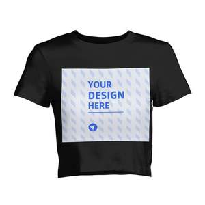 High Quality Eco-Friendly Women's Summer <b>Crop</b> <b>Tops</b> Full Sleeve <b>Crocheted</b> Dobby Fabric Navel Exposed T-Shirt Custom LOGO Cute - Product Image 4