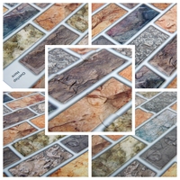 Carreaux muraux 3D autocollants effet pierre naturelle en PU avec revêtement goutte à goutte, style métro décalé, pour crédence de cuisine, vente en gros, OEM ODM, faible MOQ