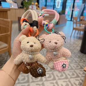 Porte-clés en peluche Mengda, ours en peluche de dessin animé, mignon et amusant, nouvelle poupée en mohair, décoration d'emballage, porte-clés pour filles - Product Image 2