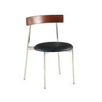 Nouvelle chaise de salle à manger empilable en cuir moka de style chinois avec dossier en bois massif et piètement en acier inoxydable, modèle KNU007 pour restaurant