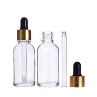 Vente en gros d'usine, flacon compte-gouttes en verre transparent personnalisé de luxe pour huile essentielle de fleurs, avec bouchon compte-gouttes
