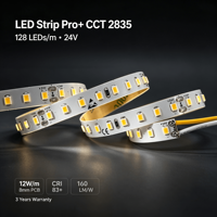 Bande LED Pro+ CCT 2835 128LEDs/m 8mm 24V 12W CRI 83+ 160LM/W Garantie 3 ans