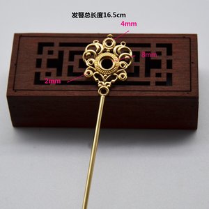 Épingles à cheveux rétro style cour, en bronze coulé, couleur inaltérable, multi-trous, avec pompons, plaquées or et argent, pour coiffures Hanfu et mariages - Product Image 2