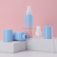 Bouteille de toner/lotion en plastique PET de 100 ml avec logo personnalisé, vaporisateur fin, vide, givré + rose, bleu pastel, pompe