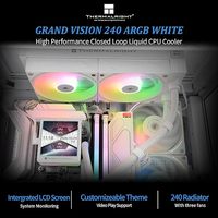 Enfriador Líquido para CPU Thermalright Grand Vision 240 ARGB Blanco, Refrigeración por Agua, Pantalla LCD de 3.4 Pulgadas,