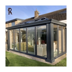 <span class=keywords><strong>Rising</strong></span> Extérieur Patio Taille Personnalisée En Aluminium Serre <span class=keywords><strong>Sun</strong></span> Room Enceinte 4 Saisons Incliné Triangle Toit Solaires Maison En Verre - Product Image 3