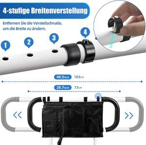 ที่วางแขนข้างเตียงแบบพับได้ ปรับความสูงได้ พร้อมกระเป๋าเก็บของ - Product Image 5