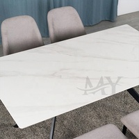 Meubles de maison de haute qualité, ensemble de Table à manger de luxe nordique, en céramique, Table à manger classique, base en métal